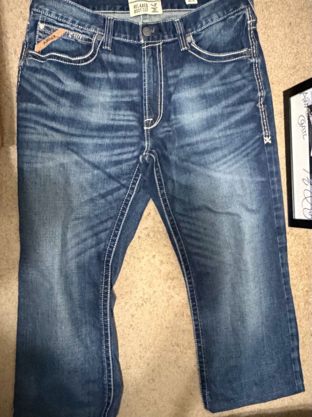 Ariat M4 Relaxed Boot Cut Jeans Mens 36x30 Blue Denim Western Cowboy